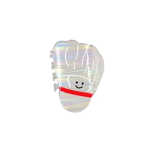 Pince à cheveux irisée en forme de toque de chef avec finition perle et motif sourire