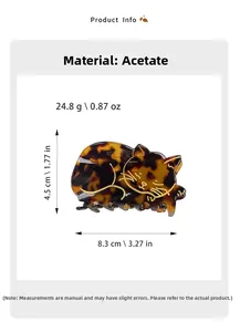 Specifiche dettagliate della clip per capelli a gatto in acetato con misure precise