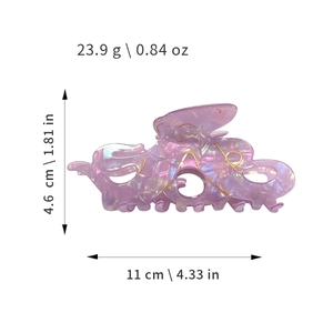 Pince à cheveux poulpe violette irisée avec texture dorée et grande taille 11cm