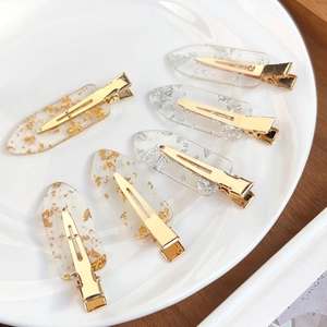Elegant Transparent PVC Hair Clip With Gold Silver Foil For Women Fashion Duckbill Side Clip Hair Accessories