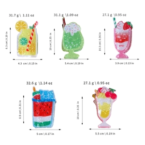 Set di 5 mollette per capelli bevande estive con sundae alla fragola e design al limone