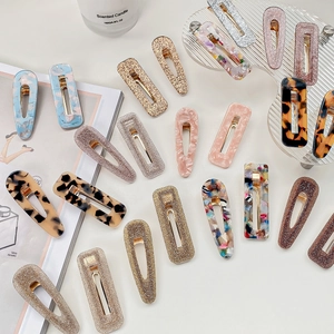Acetate Hair Clip For Women Geometric Square Waterdrop Duckbill Clip Handmade Tortoise Shell Marble Pattern Hairpin