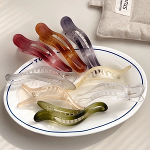 Korean Style Acrylic Gradient Frosted Duckbill Hair Clip Minimalist Elegant Hollow Out Hair Accessory For Women Girls