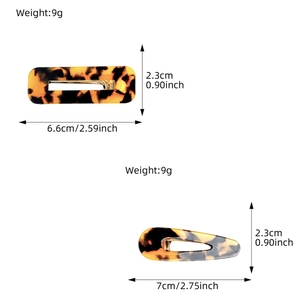 Two-piece tortoiseshell acetate hair clips set with square and teardrop shapes