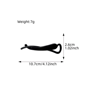 Elegant black banana hair clip with twist design and specific size measurements