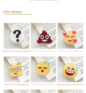 Detailansicht kreativer Emoji-Haarklammern aus Acryl in sechs lustigen Designs