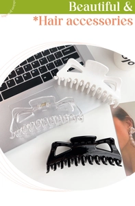Lot de 3 grandes pinces à cheveux en noir, blanc et transparent pour coiffures élégantes