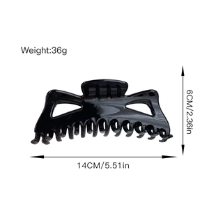 Grande pince à cheveux noire de 14 cm pour femme avec finition élégante et poids de 36 g