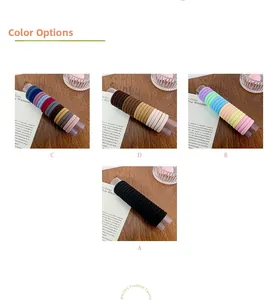 Four sets of colorful high-elastic hair ties in black, macaron, and morandi color options