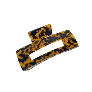 Classic 13cm tortoiseshell acetate claw clip with rectangle hollow design for thick hair