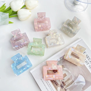 Iridescent Mermaid Shark Clip Sweet Hollow Square PVC Hair Claw Fashion Women Accessories