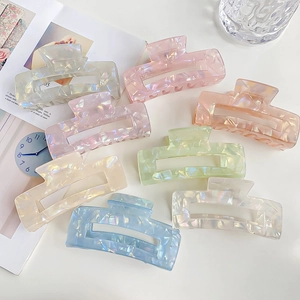 Iridescent Mermaid Hair Claw Korean Large Rectangular Cloud Butterfly Flower Shape Hair Accessories For Women Decorative Hair Clip
