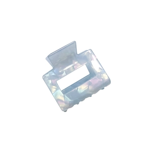 Iridescent blue shell square hair claw clip with pearlescent acetate texture for women