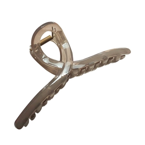 Large 13cm Morandi translucent brown shark hair claw clip with strong metal spring
