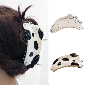 Pince à cheveux motif dalmatien mignon et strass colorés pour coiffure cheveux épais