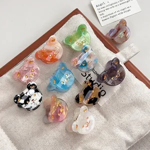 Mini pinces à cheveux ours en acétate avec texture marbrée et finition nacrée pour filles