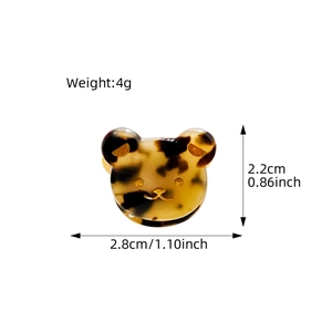 Pince à cheveux ours en acétate écaille de tortue avec détails dorés pour filles, 2,8 cm