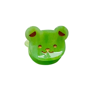 Pince à cheveux ours mignon en acétate vert avec paillettes dorées pour filles