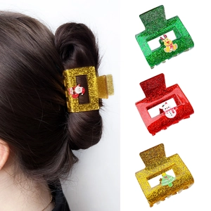 Pinces à cheveux de Noël pailletées avec figurines de dessins animés et motifs de fête