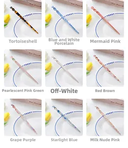 Nine stylish acetate hair sticks in various patterns including marble and tortoiseshell