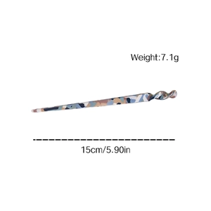 Modern acetate hair stick with colorful terrazzo patterns and spiral twist design 15cm
