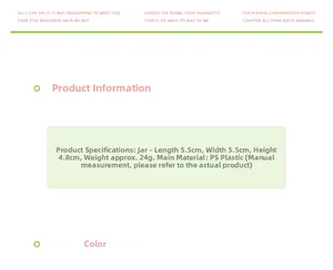 Detailed size specifications for mini hair claw clip storage jar in PS plastic material