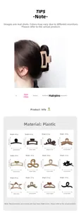Größentabelle mit Maßen und Gewicht für verschiedene große matte Haarklammer-Modelle