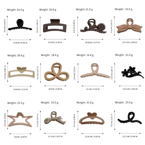 Größentabelle für 12 hohle Haarklammern in Kaffeebraun, Beige und Schwarz Tönen