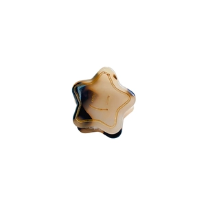 Star-shaped acetate hair claw clip with a marble texture and golden smiley face pattern