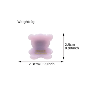 Pince à cheveux ours violette translucide en acétate avec gravure France Handmade