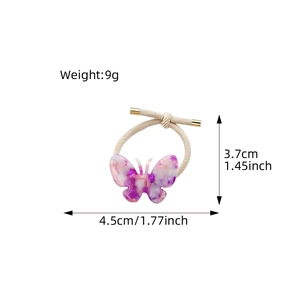 Élastique à cheveux élégant en acétate papillon violet avec bande élastique pour femme