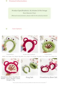 Tableau des tailles pour bandeaux en peluche grenouille et ours avec poids et mesures
