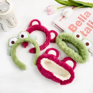 Mignon Bandeau Cheveux Peluche Animal Pour Femmes Lavage Visage Maquillage Doux Dessin Animé Grenouille Ours Panda Accessoires Cheveux Maison