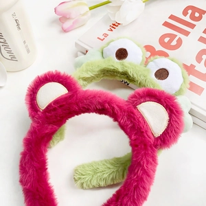 Bandeaux pelucheux mignons ours et grenouille pour le lavage du visage et soins