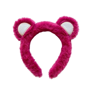 Serre-tête oreilles d'ours en peluche rose, accessoire cheveux doux pour lavage du visage
