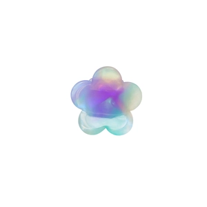 Iridescent flower-shaped hair claw clip with purple and blue gradient pearl finish