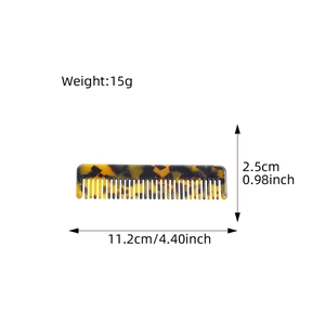 Peine de acetato minimalista con dimensiones de 11,2x2,5 cm y patrón de carey 2025