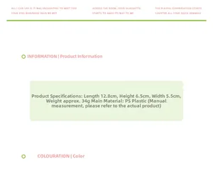 Detailed size specifications for the 13cm PS plastic hair claw clip with weight info