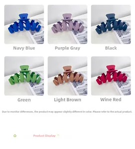 Detailed display of six matte 13cm shark hair clips in assorted minimalist colors