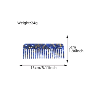 Elegant tortoiseshell acetate hair comb in dark blue and brown finish 13cm length