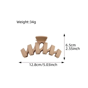 Matte brown 13cm oversized shark hair claw clip for thick hair with size indicators