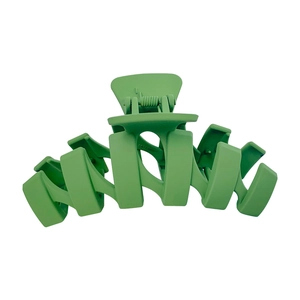 Matte avocado green 13cm large shark hair claw clip with crossed teeth design