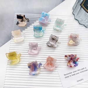 Acetate Cat Shaped Hair Claw Clip Cute Marble Tortoiseshell Mini Hair Clips For Women Girls Daily Styling Accessories