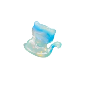 Exquisite acetate cat hair claw clip with pearlescent blue-green gradient finish