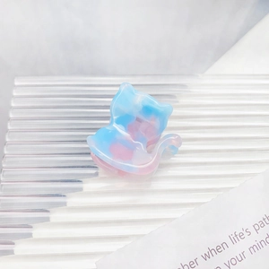 Pinza per capelli a forma di gatto in acetato marmorizzato blu e rosa per ciocche