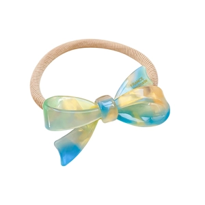 Elegant gradient acetate bow hair tie with high elasticity rubber band for women