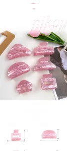 Lot de pinces à cheveux rose marbré avec formes géométriques et dimensions