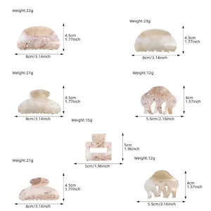 Lot de pinces à cheveux minimalistes en acrylique aux formes variées et texture marbrée