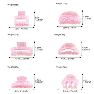 Lot de pinces à cheveux rose pailleté avec formes géométriques et dimensions