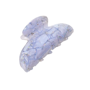 Elegant purple marble shark hair clip with holographic silver glitter on white backdrop